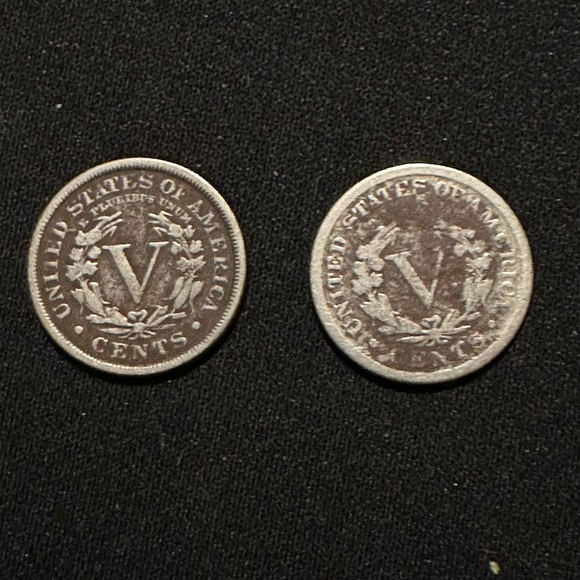 1888 and 1889 V Nickels one worn other in good condition - Picture 3 of 5
